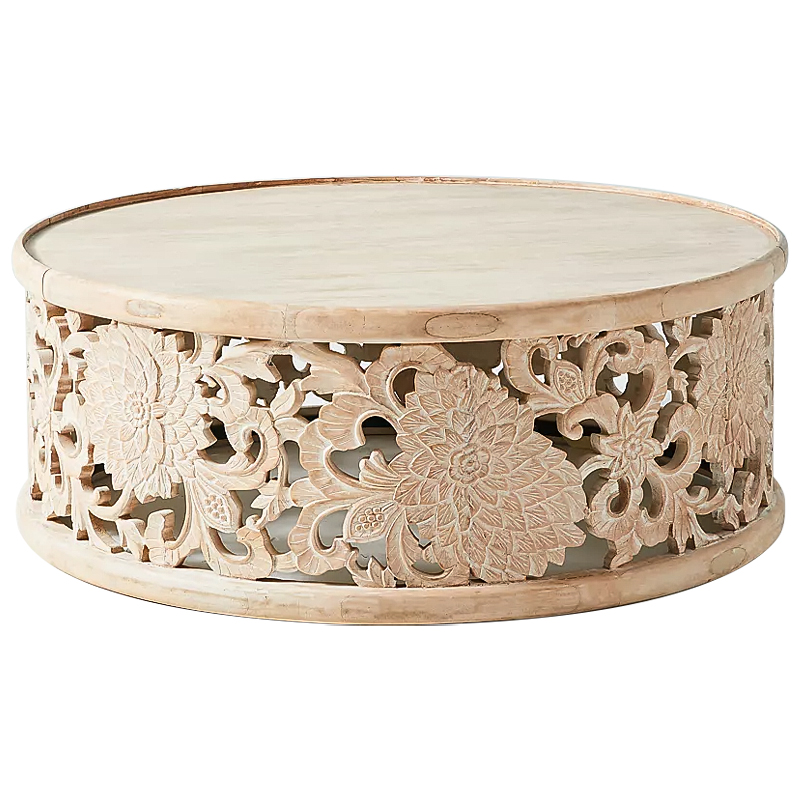 Круглый кофейный стол Handcarved Lotus Round Coffee Table Древесина в Воронеже | Loft Concept 