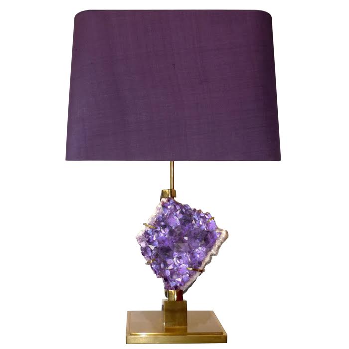 Настольная лампа Bronze and Amethyst Lamp Глянцевое золото Сиреневый в Воронеже | Loft Concept 