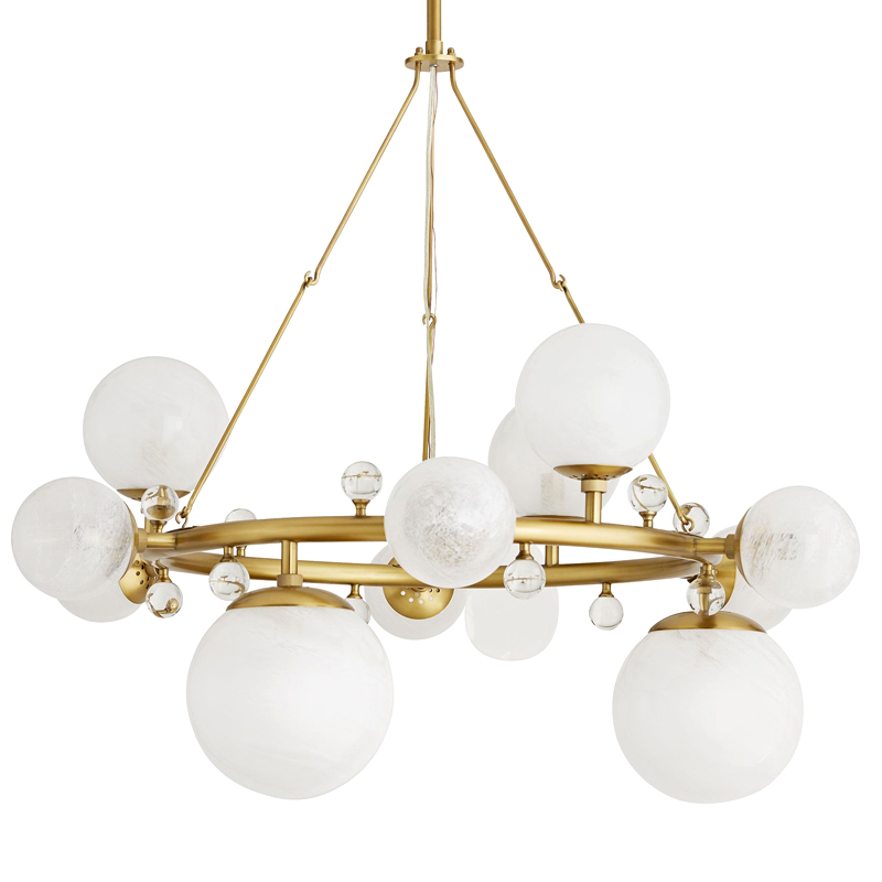 Люстра Arteriors TROON ROUND CHANDELIER Золотой Белый в Воронеже | Loft Concept 