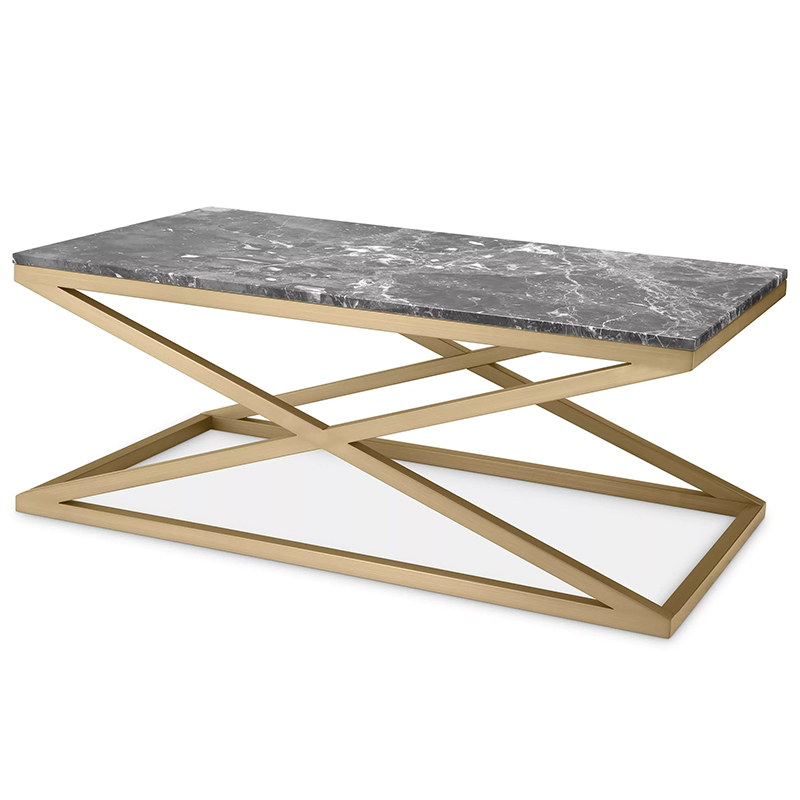 Кофейный стол Eichholtz Coffee Table Criss Cross Латунь Серый в Воронеже | Loft Concept 