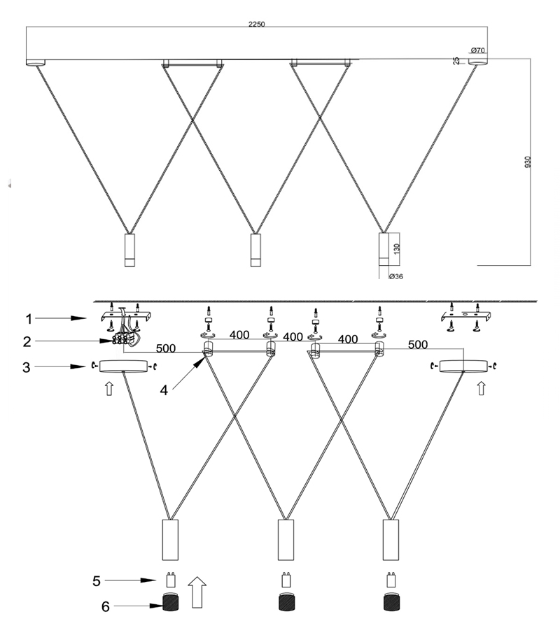 Wireflow LED White Suspension lam 3 патрона в Воронеже