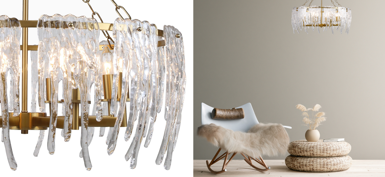 Люстра с декором в виде сосулек  из стекла Drizzle - фото №1