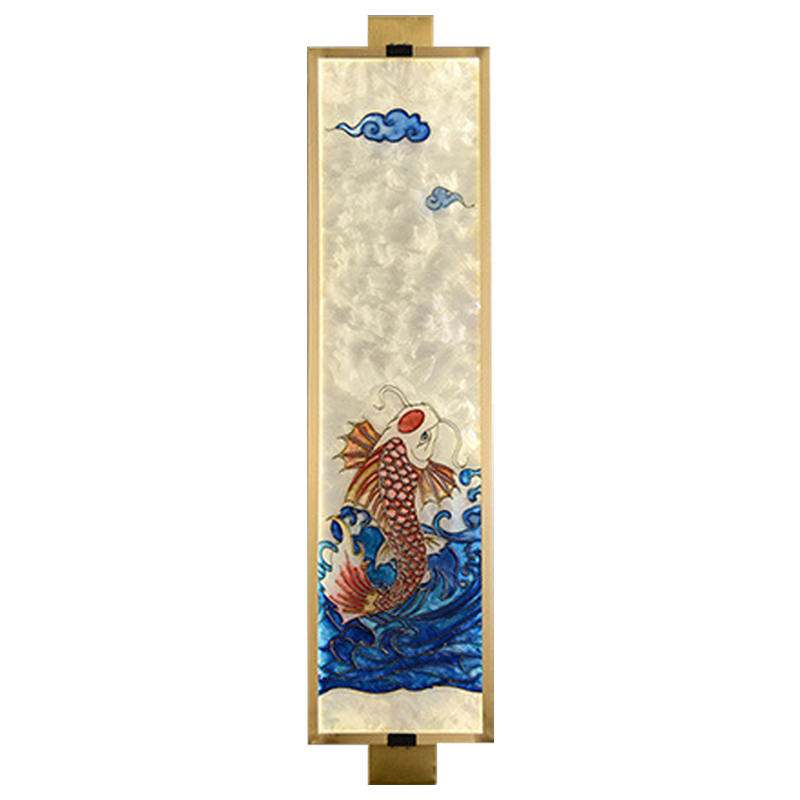 Настенный светильник Red Fish Oriental Scenes Wall Lamp Мульти Золотой Синий Красный в Воронеже | Loft Concept 