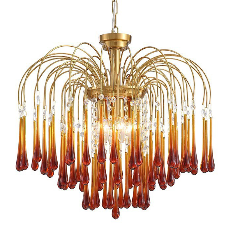 Дизайнерская люстра Amber Drops Chandelier Золотой Янтарный в Воронеже | Loft Concept 