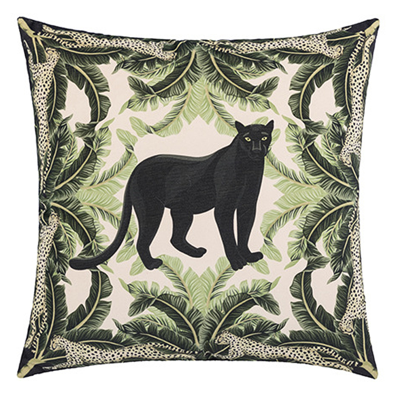 Декоративная подушка Черная Пантера Black Panther Cushion Бежевый Черный Зеленый в Воронеже | Loft Concept 