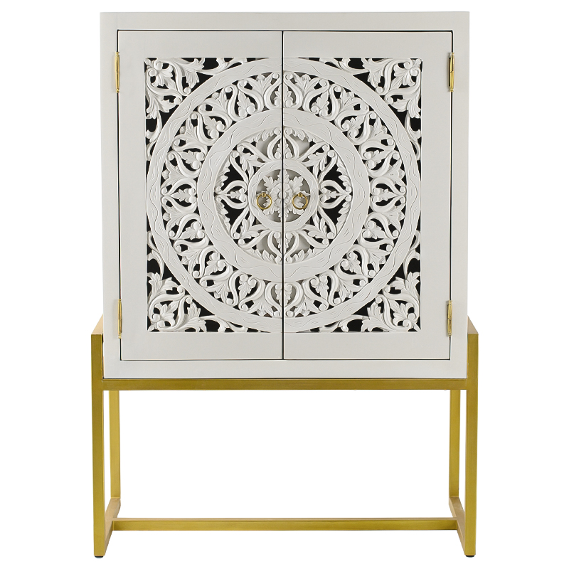 Буфет с резными дверцами Ceara Lace Cabinet Белый Золотой в Воронеже | Loft Concept 