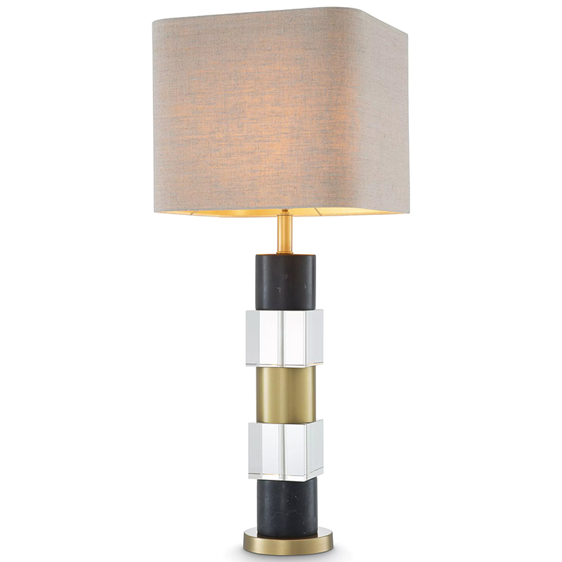 Настольная лампа Eichholtz Table Lamp Black Marble Черный Латунь Прозрачное Стекло Бежево-серый в Воронеже | Loft Concept 