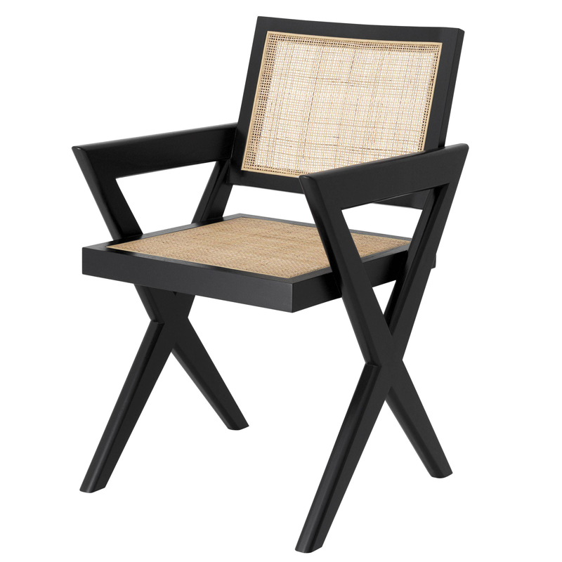 Стул Eichholtz Dining Chair Augustin black Черный Бежевый в Воронеже | Loft Concept 