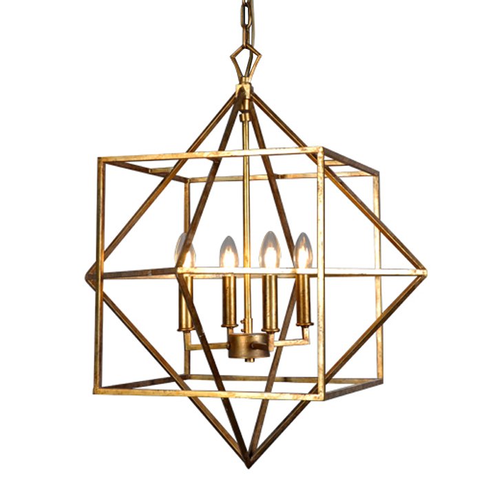 Подвесной светильник CUBIST Chandelier Gold 4 bulbs Золотой Подвесной светильник CUBIST Chandelier Gold 4 bulbs Золотой в Воронеже | Loft Concept