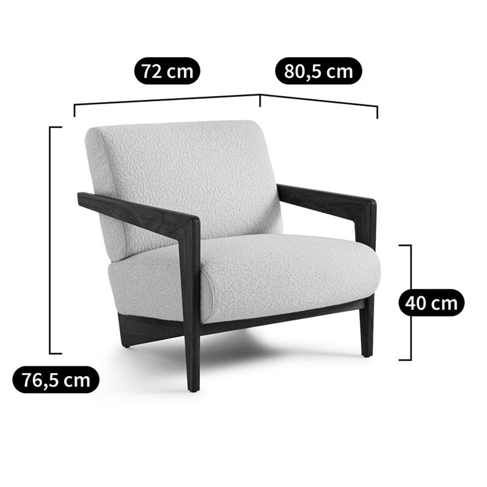 Кресло с обивкой из белого букле Armchair White Boucle в Воронеже