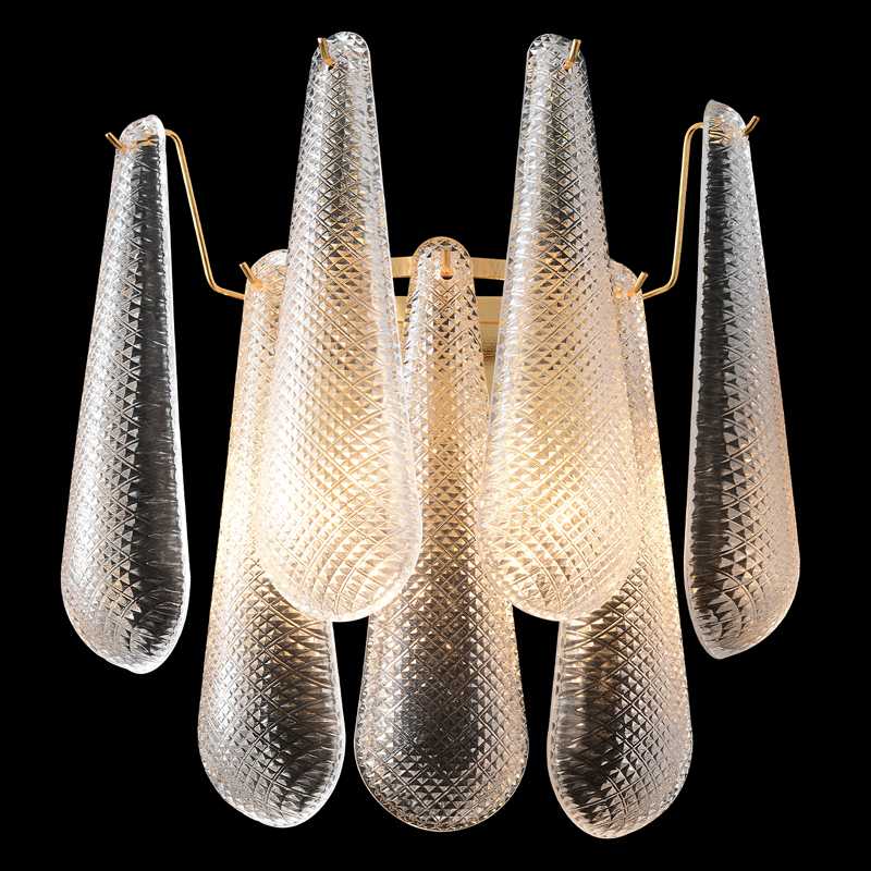 Бра с подвесками из рифленного стекла в форме капель Textured Glass Прозрачное Стекло Золотой Бра с подвесками из рифленного стекла в форме капель Textured Glass Прозрачное Стекло Золотой в Воронеже | Loft Concept