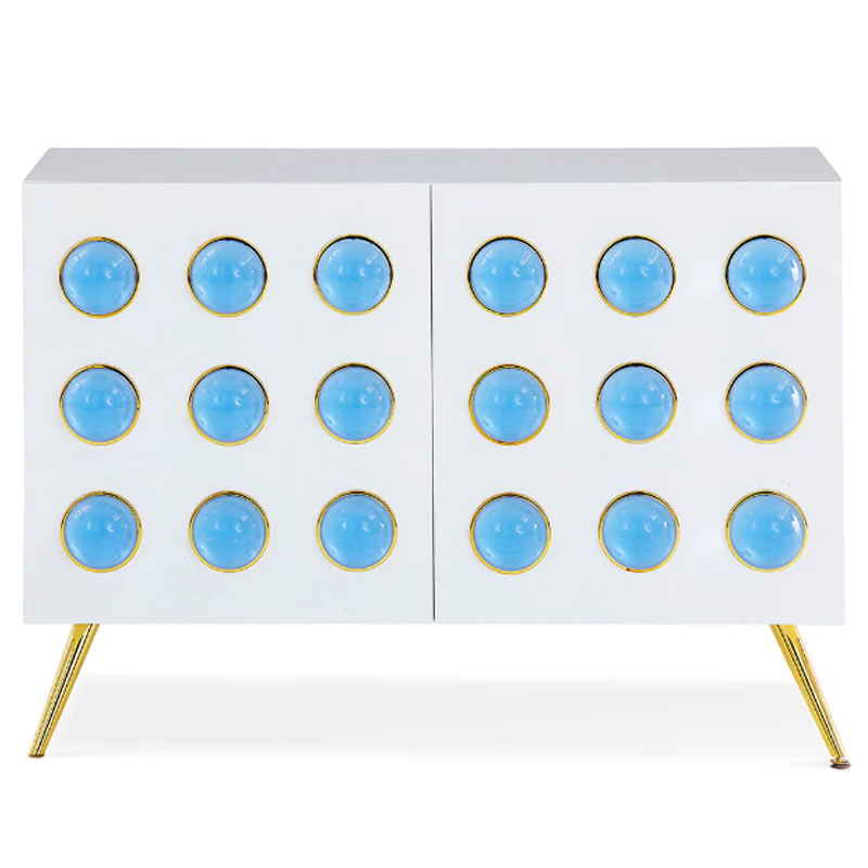 Буфет Jonathan Adler Globo Lucite Cabochon Cabinet Белый Золотой Голубой в Воронеже | Loft Concept 