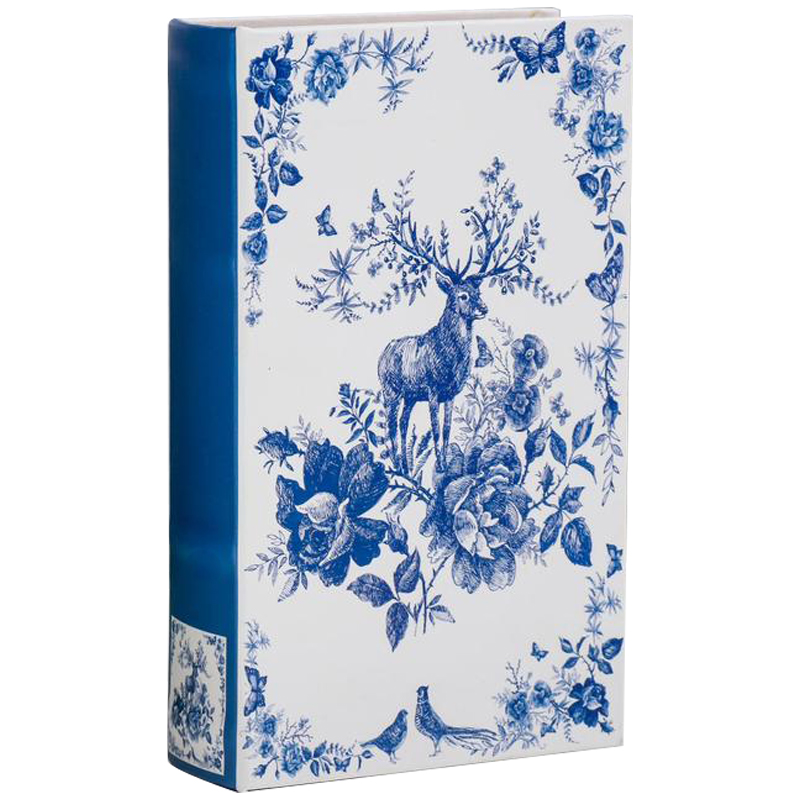 Шкатулка-книга с сейфом Deer and Blue Flowers Book Box Белый Синий Шкатулка-книга с сейфом Deer and Blue Flowers Book Box Белый Синий в Воронеже | Loft Concept