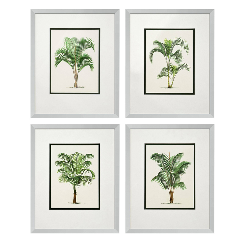 Комплект постеров Eichholtz Prints Palms set of 4 Белый Зеленый Серебряный в Воронеже | Loft Concept 