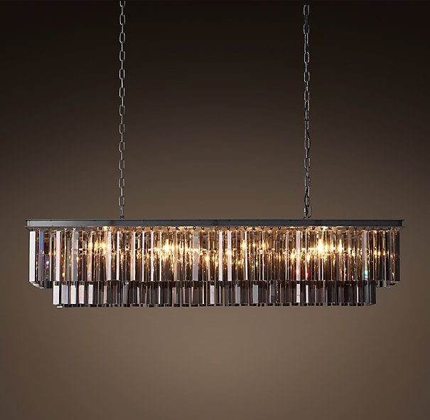 Люстра RH 1920s Odeon Smoke Glass Fringe Black iron 125 Черный в Воронеже | Loft Concept 