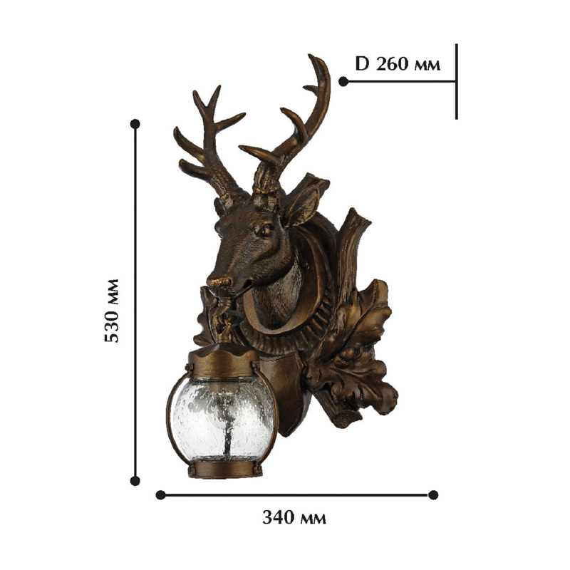 Темно-коричневый уличный светильник с головой оленя ANIMAL LANTERN в Воронеже
