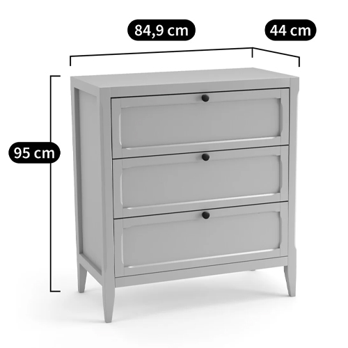 Комод с 3-мя ящиками черный Silva Black Chest of Drawers в Воронеже