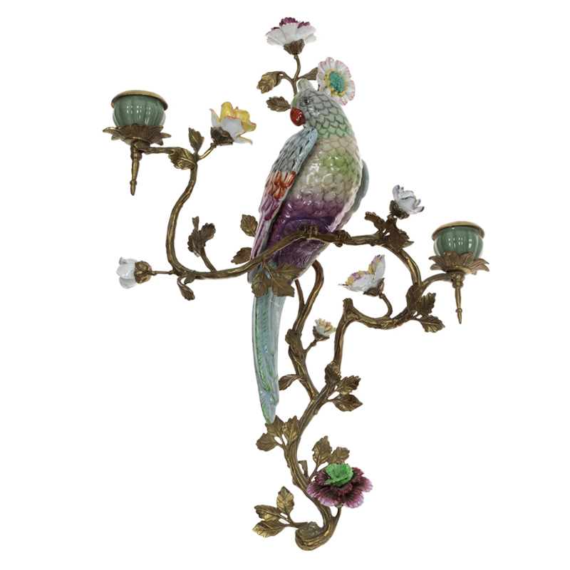 Подсвечник настенный Colorful Flowers and Parrot R Бронза Мульти Подсвечник настенный Colorful Flowers and Parrot R Бронза Мульти в Воронеже | Loft Concept