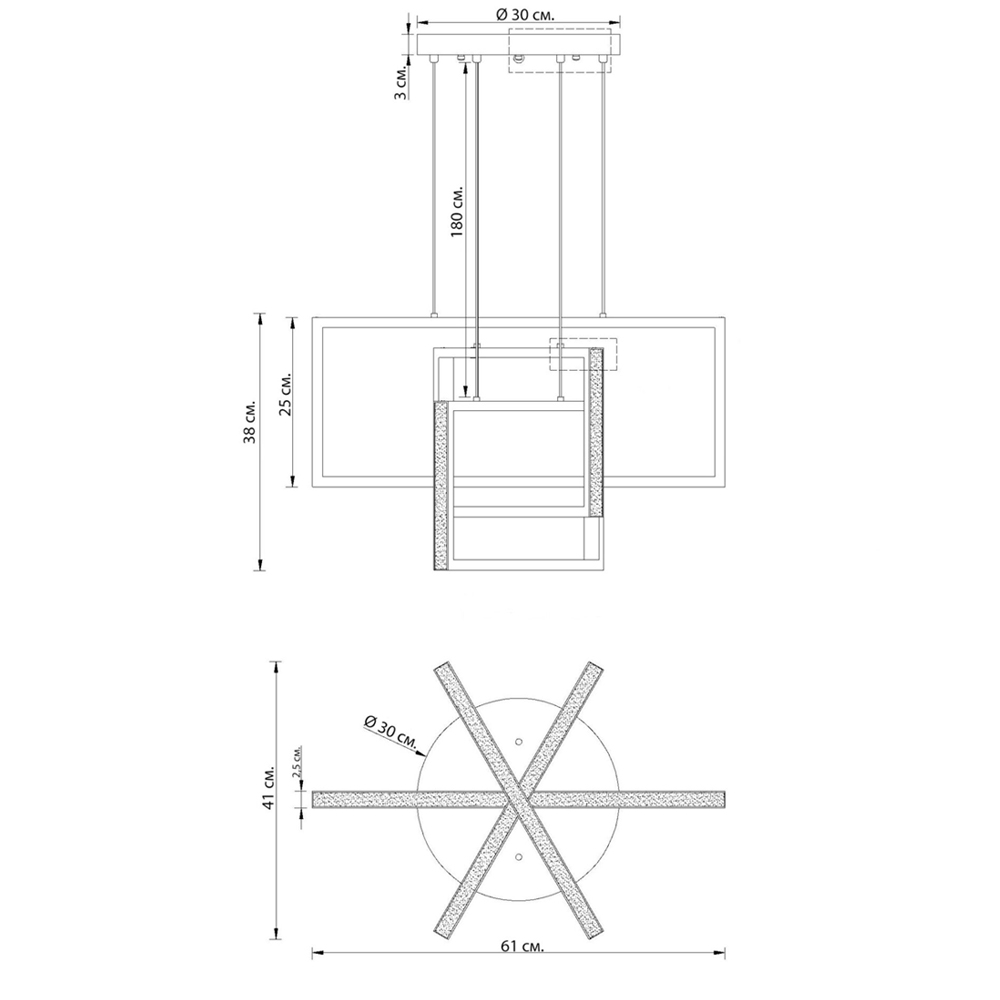 Люстра светодиодная прямоугольная LED Chandelier Rectangular в Воронеже