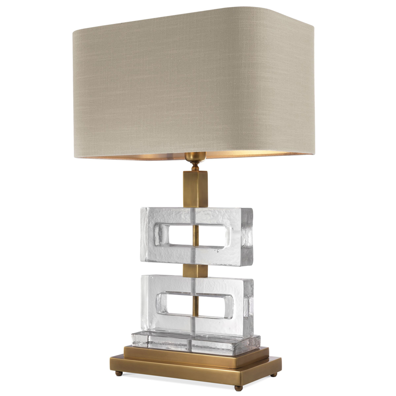 Настольная лампа Eichholtz Table Lamp Umbria Brass Прозрачный Винтажная латунь Бежево-серый в Воронеже | Loft Concept 