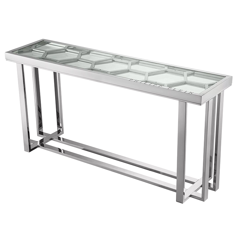 Консоль Philipp Plein Console Table Skeleton Chrome Хром Прозрачное Стекло в Воронеже | Loft Concept 