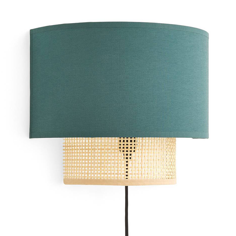 Бра Ottar Wicker Turquoise lampshade Бежевый Бирюзовый в Воронеже | Loft Concept 