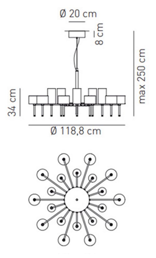 Люстра AXO Light Spillray lamps 20 в Воронеже