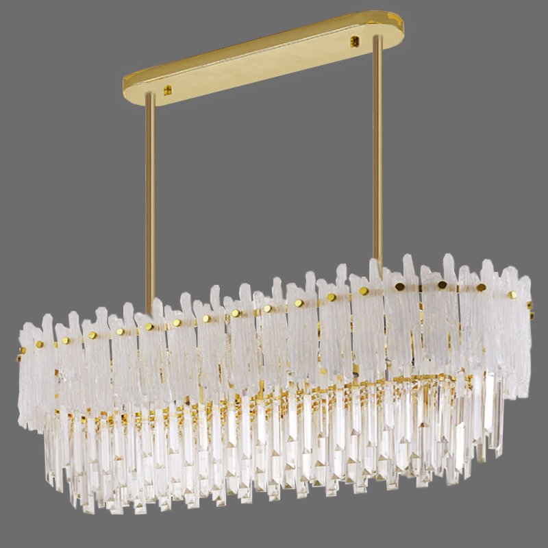 Люстра Murano Glass ICE Chandelier Rectangle Золотой Белый Прозрачное Стекло в Воронеже | Loft Concept 