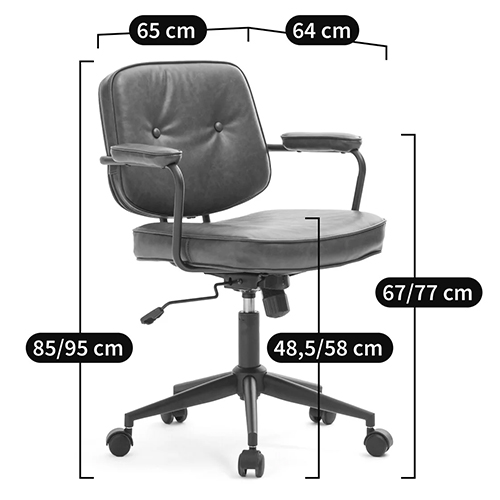 Офисное кресло в винтажном стиле на колёсах Glenn Dark Grey Chair в Воронеже