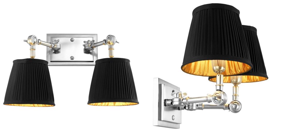 Бра Wall Lamp Wentworth Double Nickel+Black Бра Wall Lamp Wentworth Double Nickel+Black - Loft-Concept в Воронеже