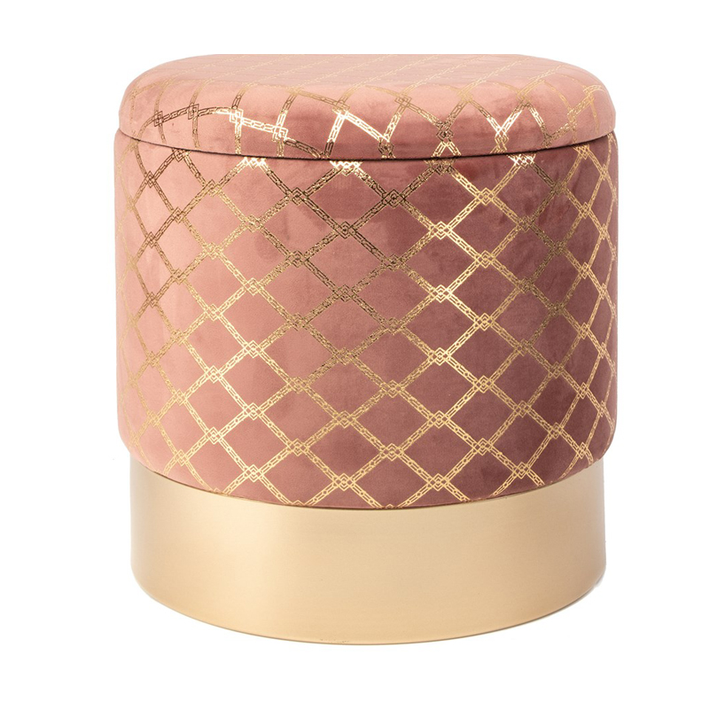 Пуф PUF Upholstery Gold Mesh розовый Розовый (Rose) Золотой в Воронеже | Loft Concept 