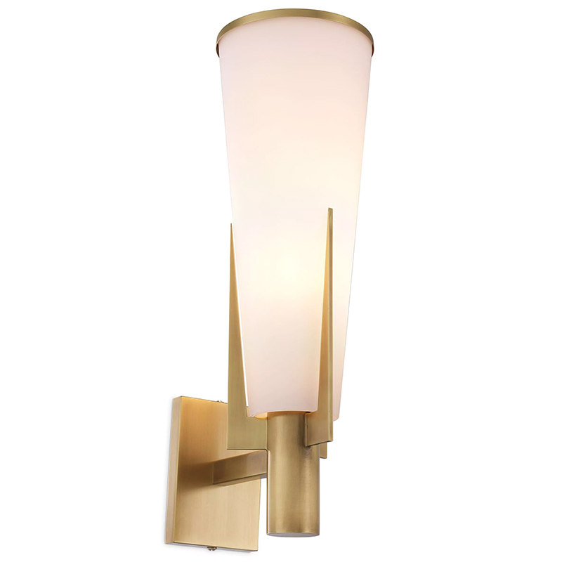 Бра Eichholtz Wall Lamp Dino Brass Латунь Белое матовое стекло в Воронеже | Loft Concept 