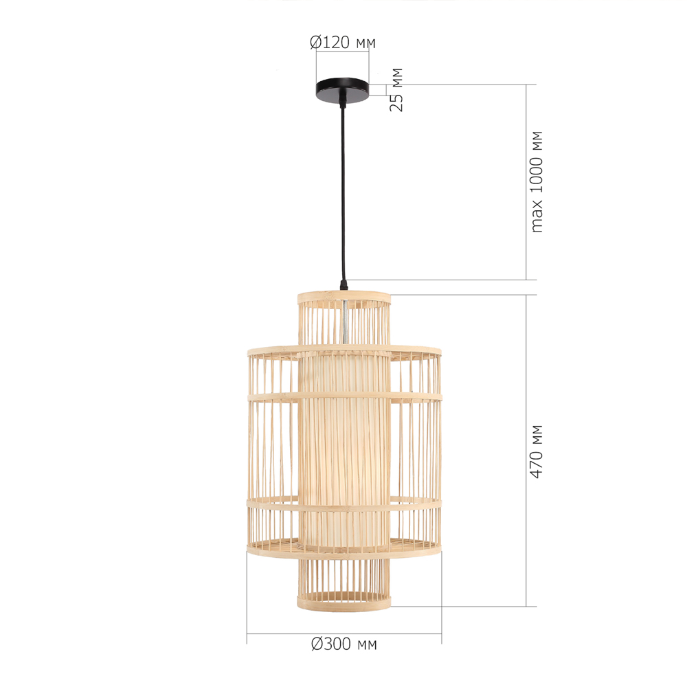 Подвесной светильник из деревянных прутьев с плафоном из натуральной ткани Light Inside the Cell в Воронеже