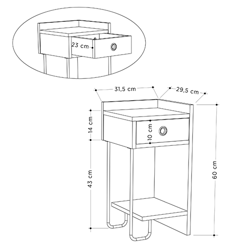 Прикроватная тумба белого цвета с ящиком и открытой полкой SIRIUS NIGHTSTAND RIGHT MODULE WHITE в Воронеже