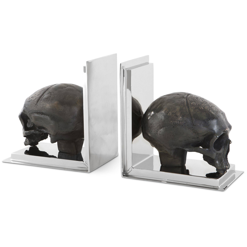 Держатель для книг Eichholtz Bookend Skull set of 2 Никель Винтажная латунь в Воронеже | Loft Concept 