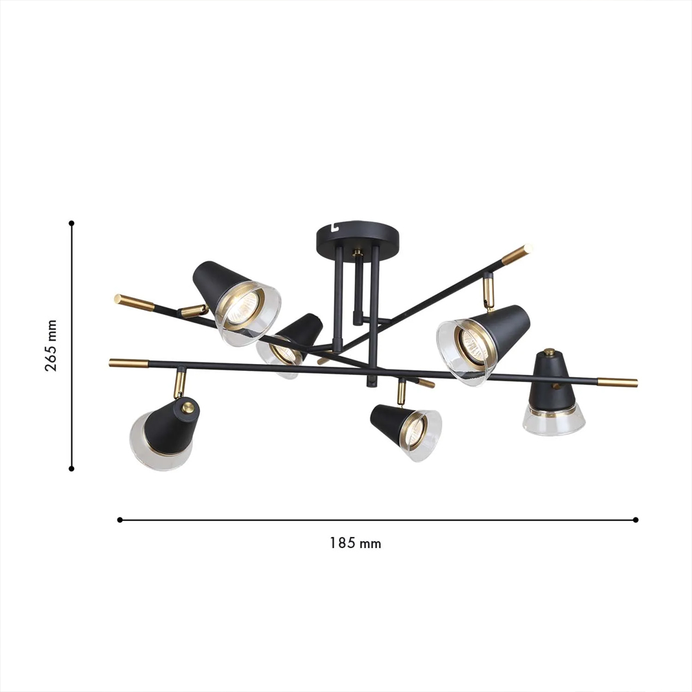 Потолочный светильник с конусообразными плафонами с контрастным сочетанием бронзы и глубоким черным цветом Aurika в Воронеже