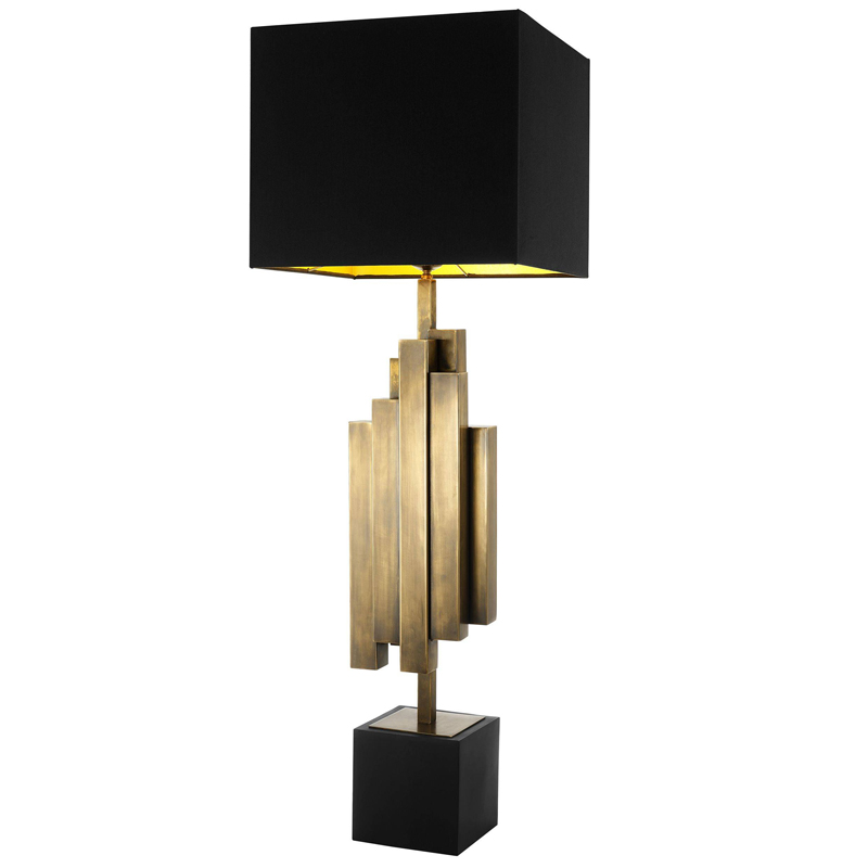 Настольная лампа Eichholtz Table Lamp Beau Rivage Черный Винтажная латунь в Воронеже | Loft Concept 