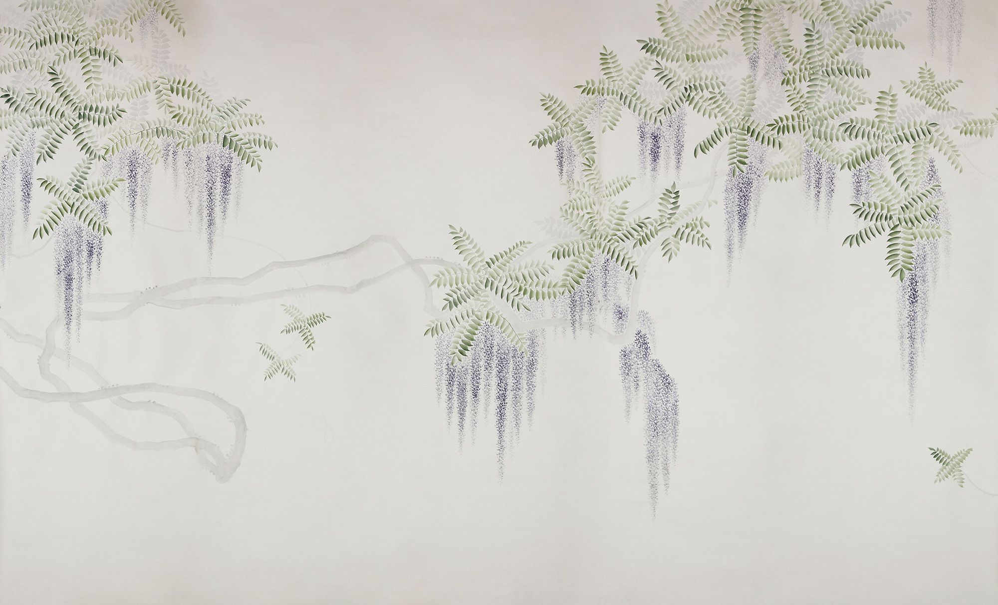 Обои в японском стиле Wisteria Lavender on Natural Mica metallic silk Обои в японском стиле Wisteria Lavender on Natural Mica metallic silk - постер Loft-Concept в Воронеже