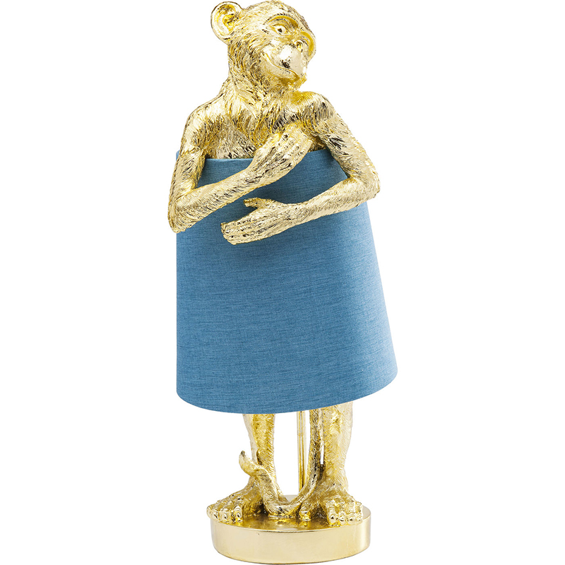 Настольная лампа Golden Monkey Hugging Lampshade Золотой Светло-синий в Воронеже | Loft Concept 