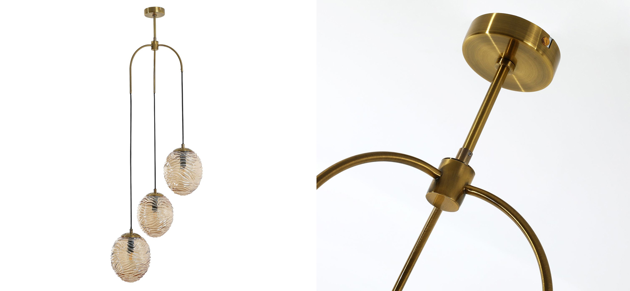 Люстра с плафонами янтарного цвета Perforated Glass 3 Лампы - фото