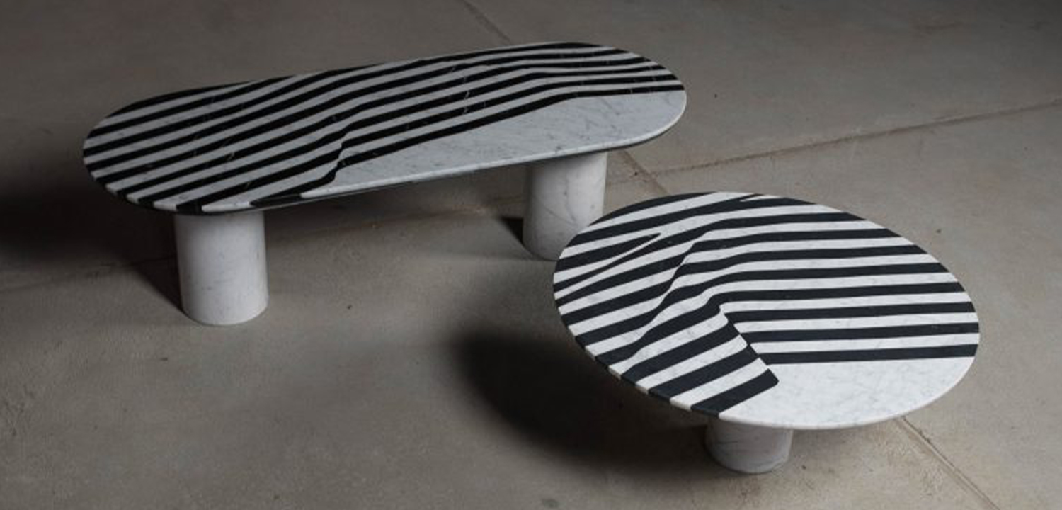 Обеденный стол Safwan Black and White Stripes Dining Table - фото №1