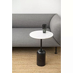 Кофейный столик с белой мраморной столешницей на черном основании Tall Coffee Black and White Table варинант исполнения - 2 | Loft Concept в Воронеже