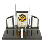 Настольный письменный набор из мрамора и змеевика с гербом России Marble Accessory варинант исполнения - 1 | Loft Concept в Воронеже
