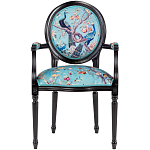 Полукресло из массива бука бирюзовое с изображением птиц и цветов Turquoise Chinoiserie Garden Chair варинант исполнения - 1 | Loft Concept в Воронеже