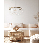 Люстра подвесная круглая золотого цвета с белыми изогнутыми световыми линиями Luke Lampco Tracer Lamp варинант исполнения - 13 | Loft Concept в Воронеже