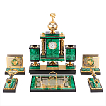 Настольный письменный набор из малахита и долерита с декором в виде герба России Leader Organizer варинант исполнения - 1 | Loft Concept в Воронеже