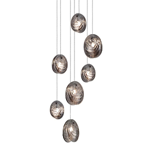 Люстра каскадная с 7-ю круглыми плафонами из рельефного стекла Disc Light