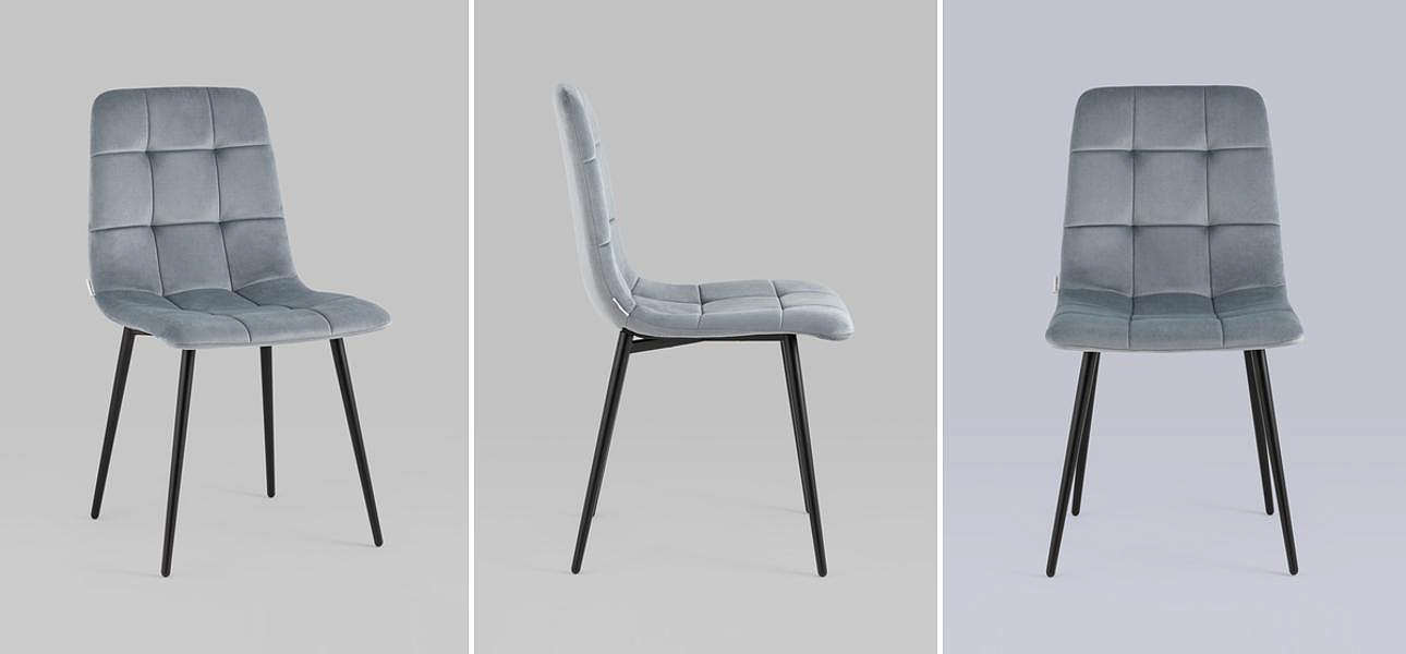 Стул NANCY Chair Серо-Голубой Велюр Стул NANCY Chair Серо-Голубой Велюр - Loft-Concept в Воронеже