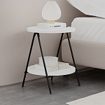 Стол приставной с 2-мя круглыми белыми столешницами ESSEL SIDE TABLE WHITE варинант исполнения - 7 | Loft Concept в Воронеже