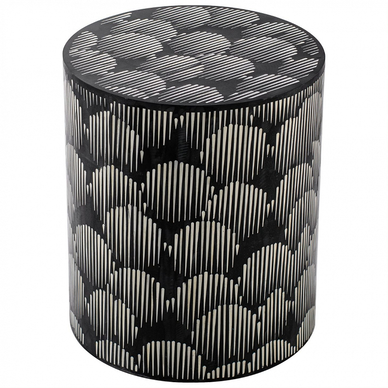 Табурет Black&white Indian Bone Inlay stool Черно-белый в Воронеже | Loft Concept 